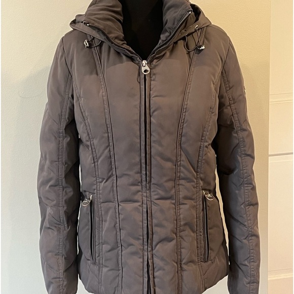 Calvin Klein Quilted Down Puffer Jacket with Hood Brown Sz Small Womens - Picture 1 of 6